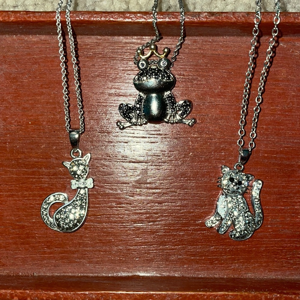 3 Sparkly Animal Charm Necklaces!